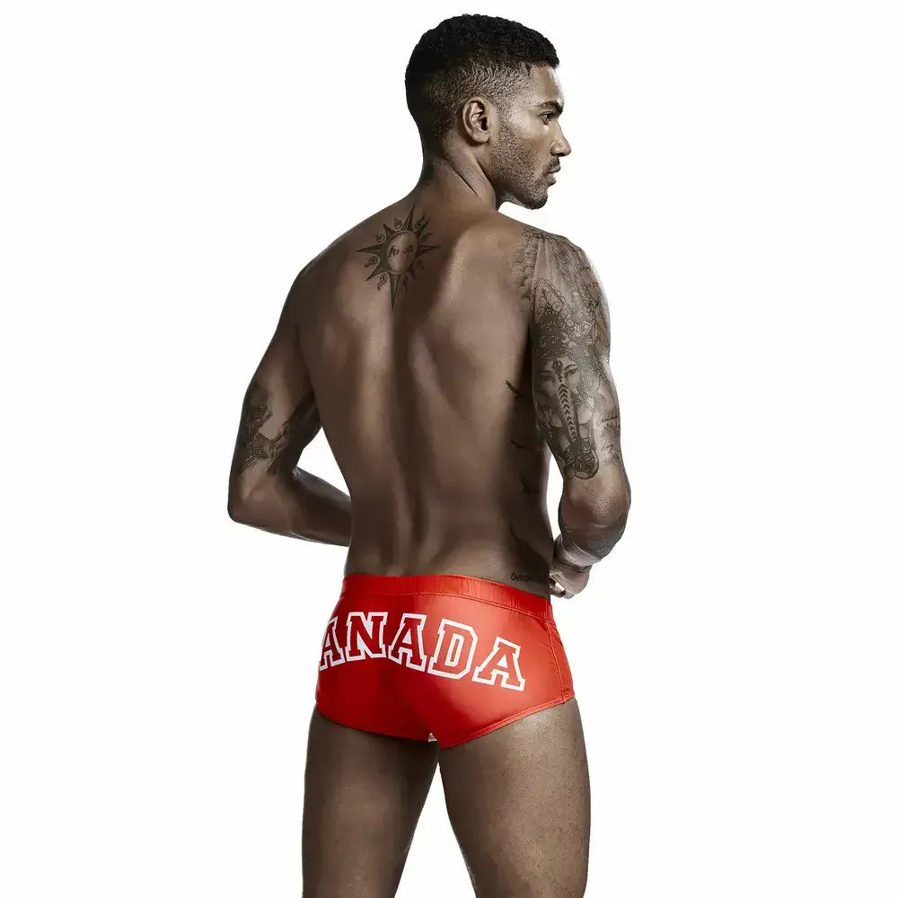 Seobean Seobean Men's Swim Trunks - Stylish Flag Print, Sexy Swimwear for Men