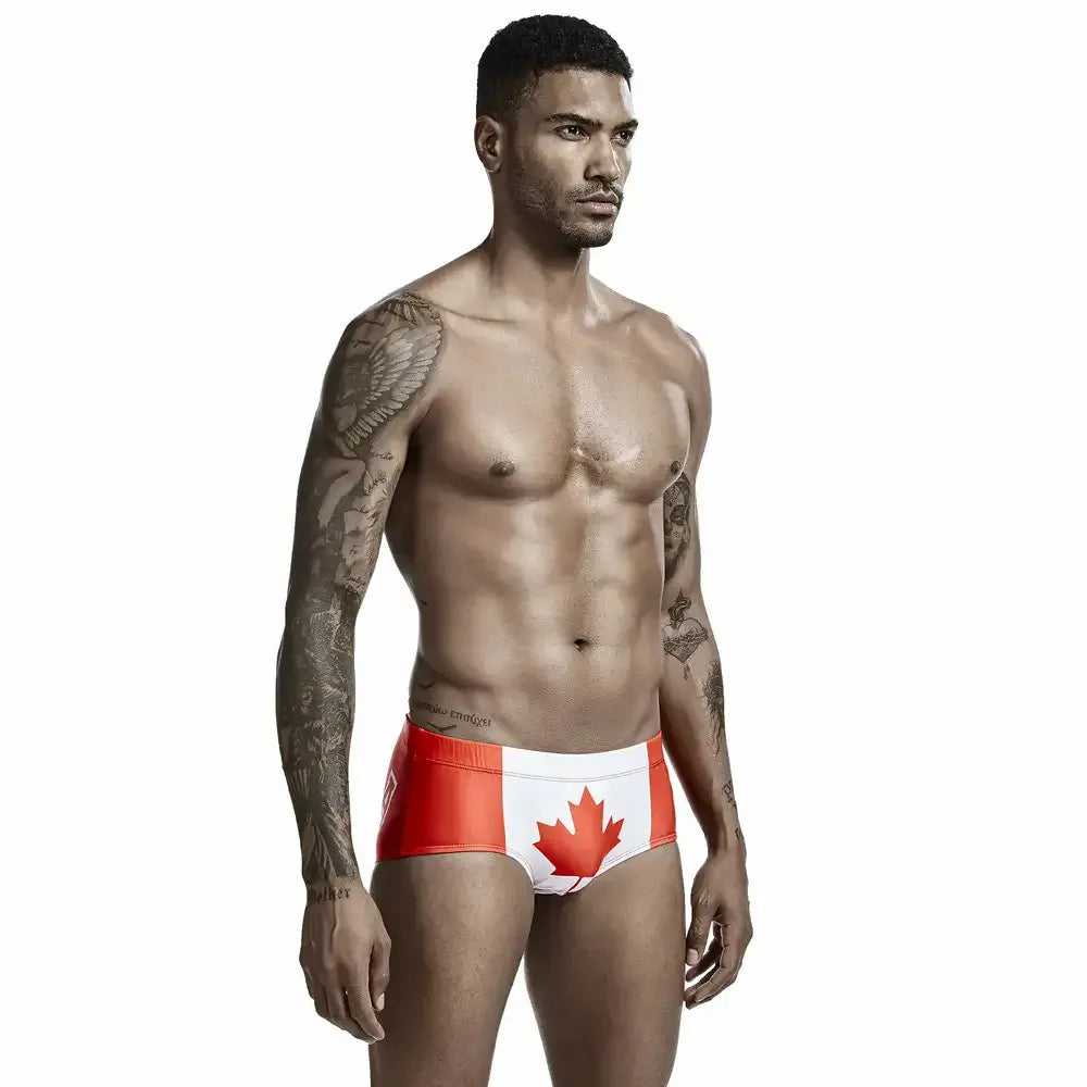 Seobean Seobean Men's Swim Trunks - Stylish Flag Print, Sexy Swimwear for Men