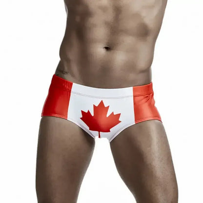 Seobean Seobean Men's Swim Trunks - Stylish Flag Print, Sexy Swimwear for Men