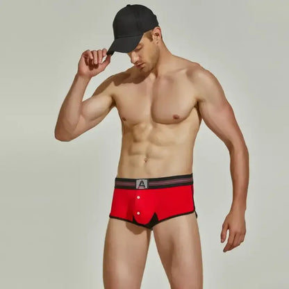 Seobean Seobean Men's Trunks – Retro Button Fly Boxer Briefs, Cotton Stretch, Sporty Fit 220207