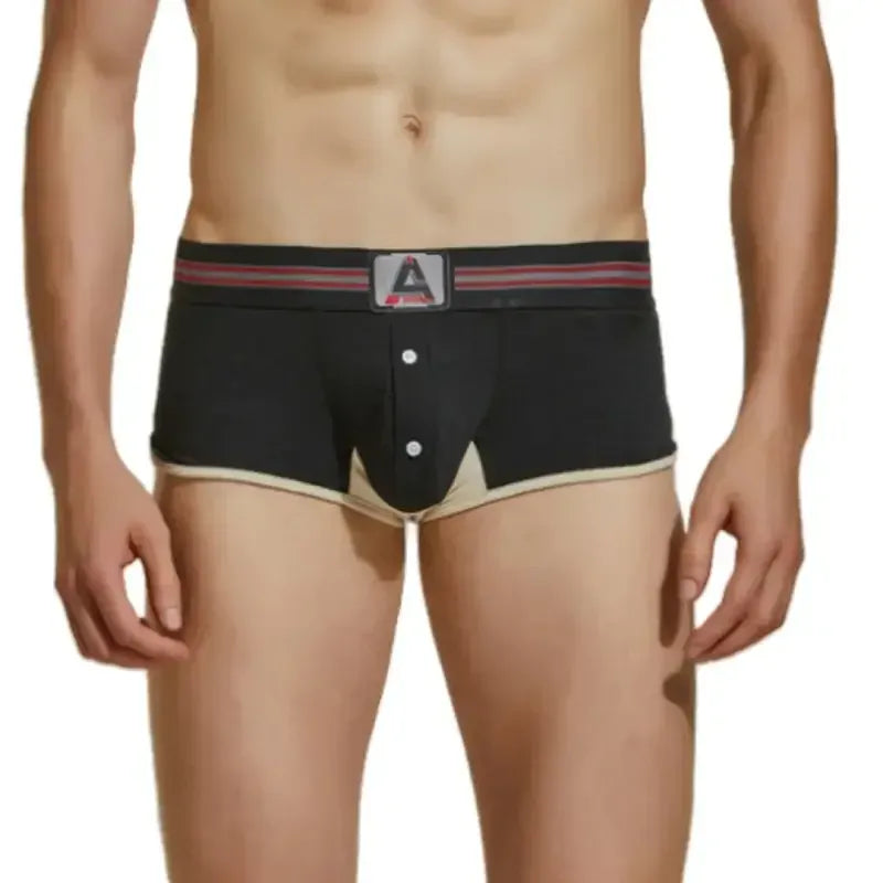 Seobean Seobean Men's Trunks – Retro Button Fly Boxer Briefs, Cotton Stretch, Sporty Fit 220207