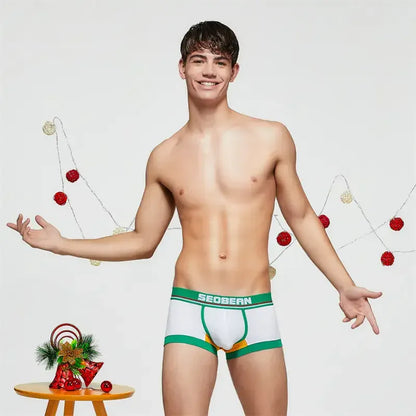 Seobean Seobean Merry Christmas Men's Trunks – Shiny Comfort Cotton Boxer Briefs
