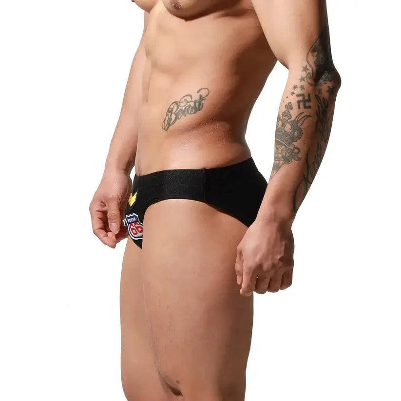 Swimwear Beachwear Men's Sexy Low-Rise Swim Briefs with Embroidered - His Inwear