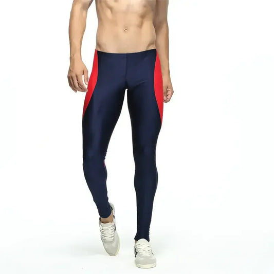 TAUWELL Men's Compression Leggings - Sporty Shiny Tights for Fitness and Swimming