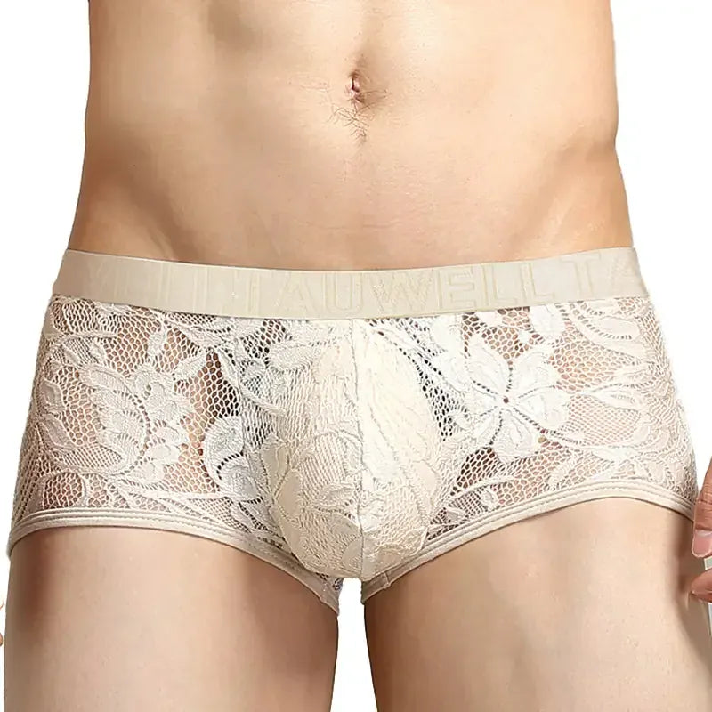 TAUWELL TAUWELL Men's Low-Rise Sexy Lingerie Boxer Shorts - Lace & Mesh