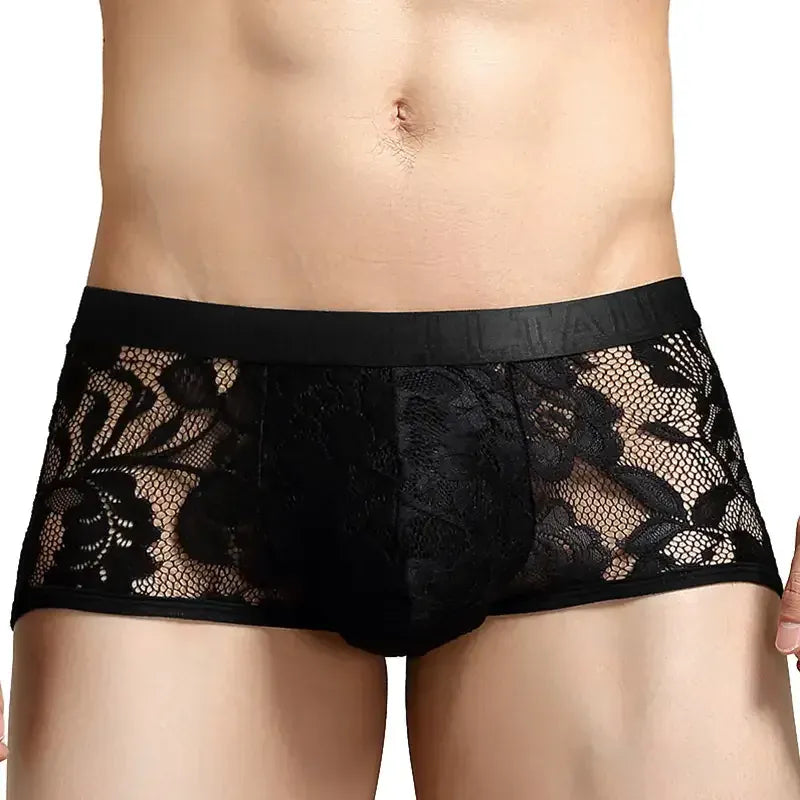 TAUWELL TAUWELL Men's Low-Rise Sexy Lingerie Boxer Shorts - Lace & Mesh