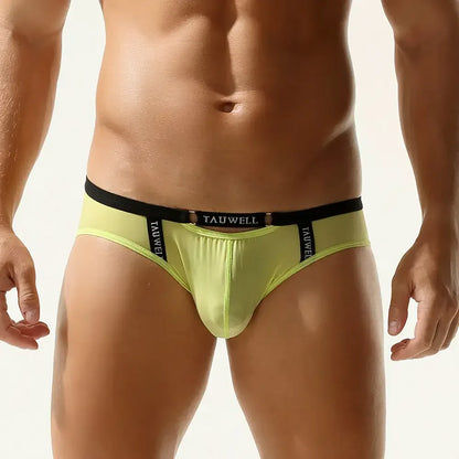 TAUWELL Tauwell Men's Sexy Low-Rise Briefs - Quick-Dry Pink Nylon & Spandex Underwear