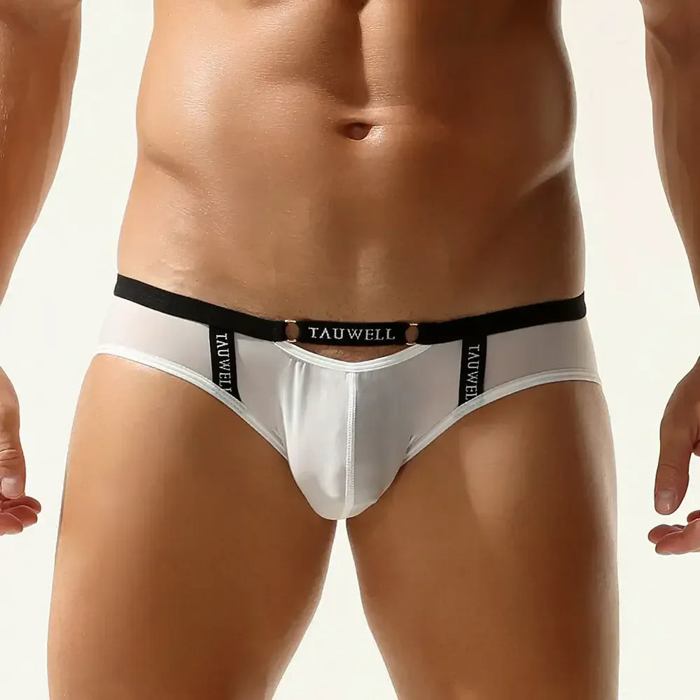 TAUWELL Tauwell Men's Sexy Low-Rise Briefs - Quick-Dry Pink Nylon & Spandex Underwear