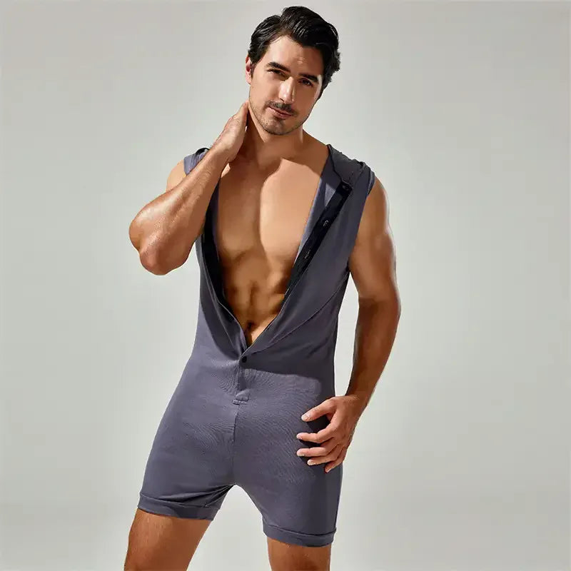 TAUWELL TAUWELL Men's Sleeveless Bodysuit with Hood – Trendy Activewear