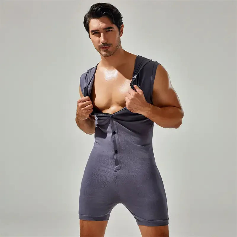 TAUWELL TAUWELL Men's Sleeveless Bodysuit with Hood – Trendy Activewear