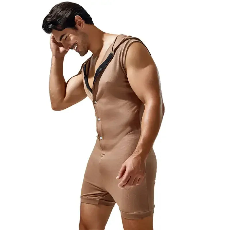 TAUWELL TAUWELL Men's Sleeveless Bodysuit with Hood – Trendy Activewear