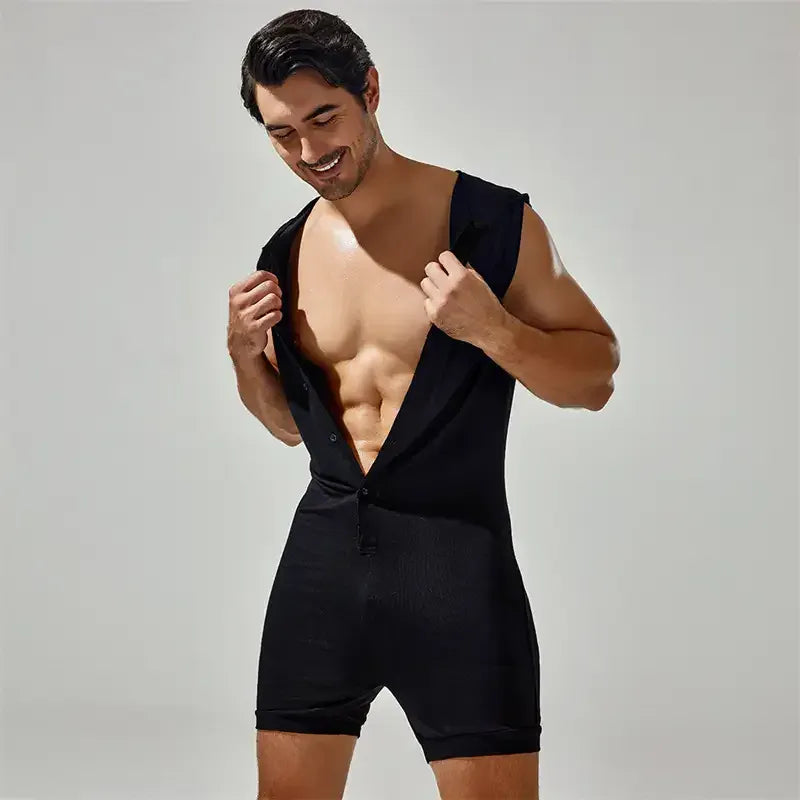 TAUWELL TAUWELL Men's Sleeveless Bodysuit with Hood – Trendy Activewear