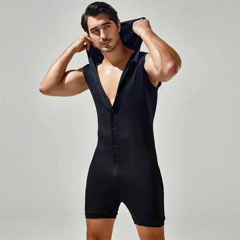 TAUWELL TAUWELL Men's Sleeveless Bodysuit with Hood – Trendy Activewear