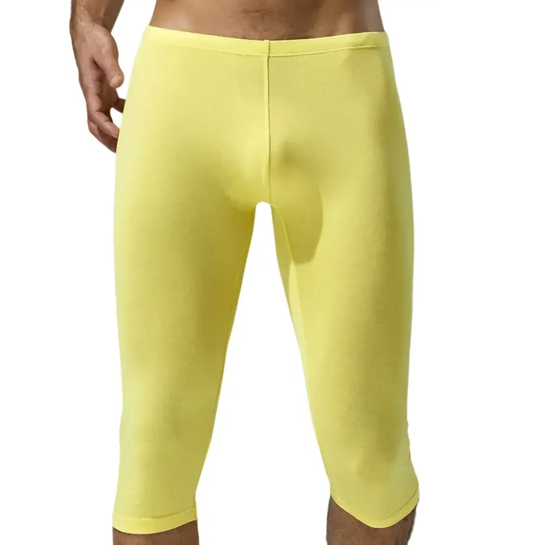 TAUWELL Tauwell Men's Solid Color Low-Rise Fitness Tight Over-the-Knee Shorts