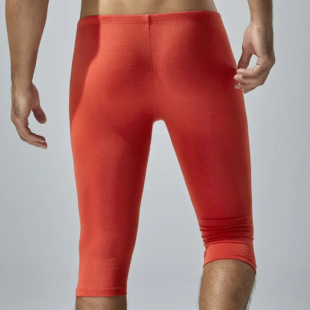 TAUWELL Tauwell Men's Solid Color Low-Rise Fitness Tight Over-the-Knee Shorts