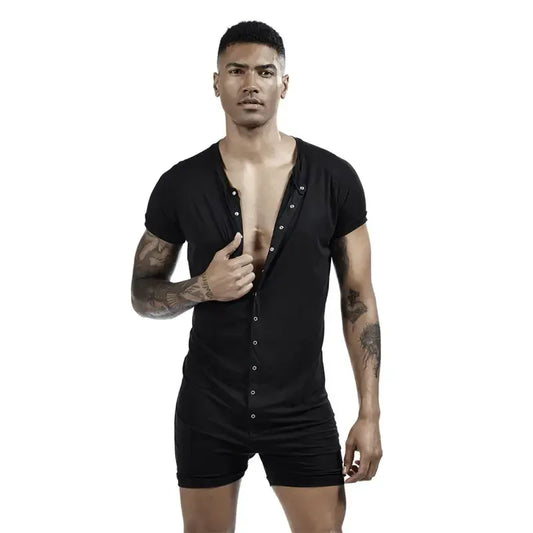 TAUWELL TAUWELL Men's Solid Soft Short Sleeve Bodysuit