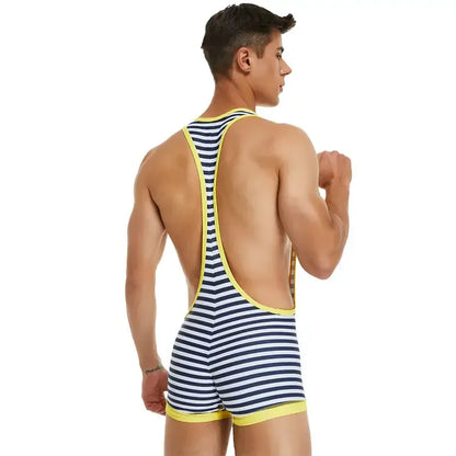 TAUWELL TAUWELL Men's Stripe Wrestling Singlet with Zipper - Stylish and Comfortable Athletic Wear