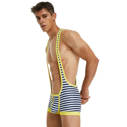 TAUWELL TAUWELL Men's Stripe Wrestling Singlet with Zipper - Stylish and Comfortable Athletic Wear