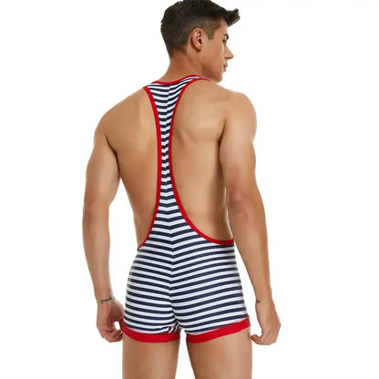 TAUWELL TAUWELL Men's Stripe Wrestling Singlet with Zipper - Stylish and Comfortable Athletic Wear