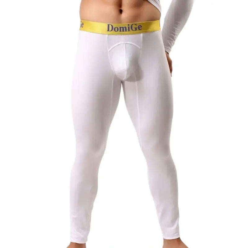 White men's modal long johns front — thermal comfort fit	