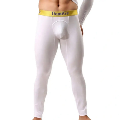 White men's modal long johns front — thermal comfort fit	