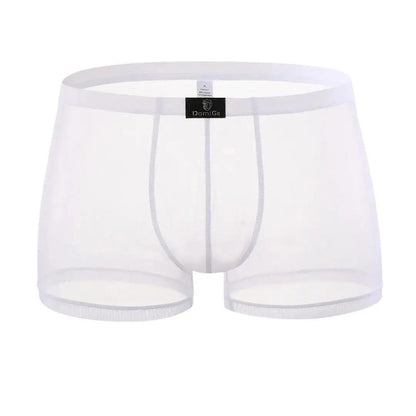White sheer mesh boxer shorts 3D angle — quick-dry fabric	