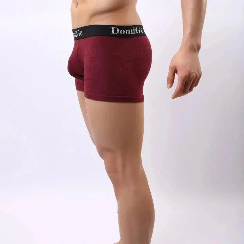 Wine Red bamboo fiber boxer briefs side — mid-rise comfort	