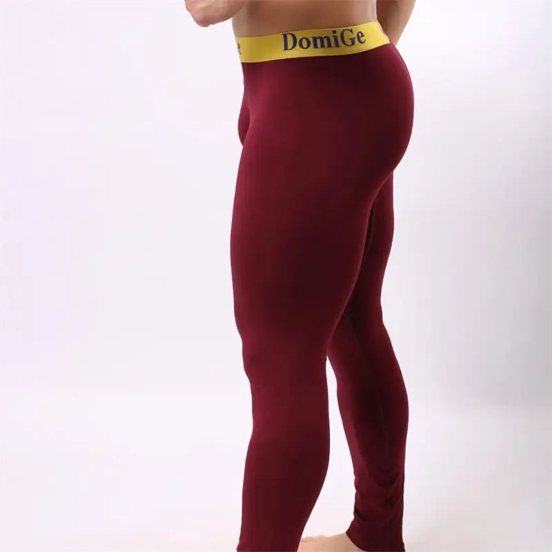 Wine Red modal thermal long johns side side view — body-shaping fit	