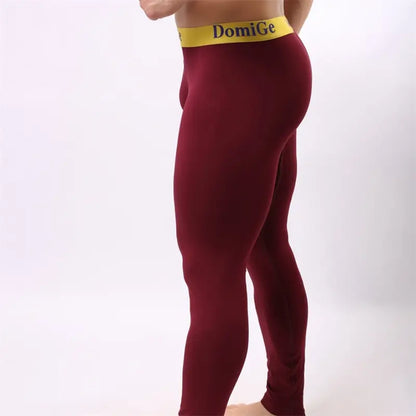 Wine Red modal thermal long johns side side view — body-shaping fit	